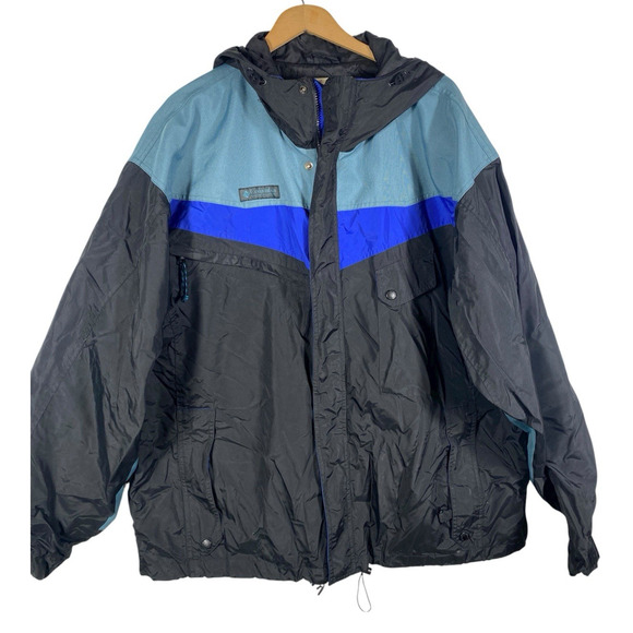 Columbia Bugaboo Ski Jacket Sz 2XL Mens Vtg Black Blue Full Zip Winter Gorpcore - Picture 1 of 10